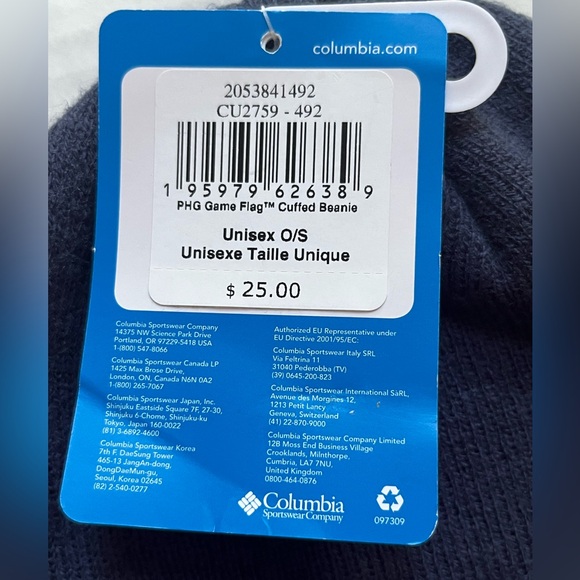 Columbia PHG Game Flag Cuffed Beanie USA DEER HUNTING Blue Adult OSFM New - Picture 4 of 5